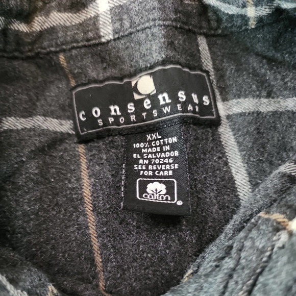 Consensus Sportswear Mens‎ 90's Flannel Button Down Long Sleeve Shirt Size 2XL - Picture 3 of 4